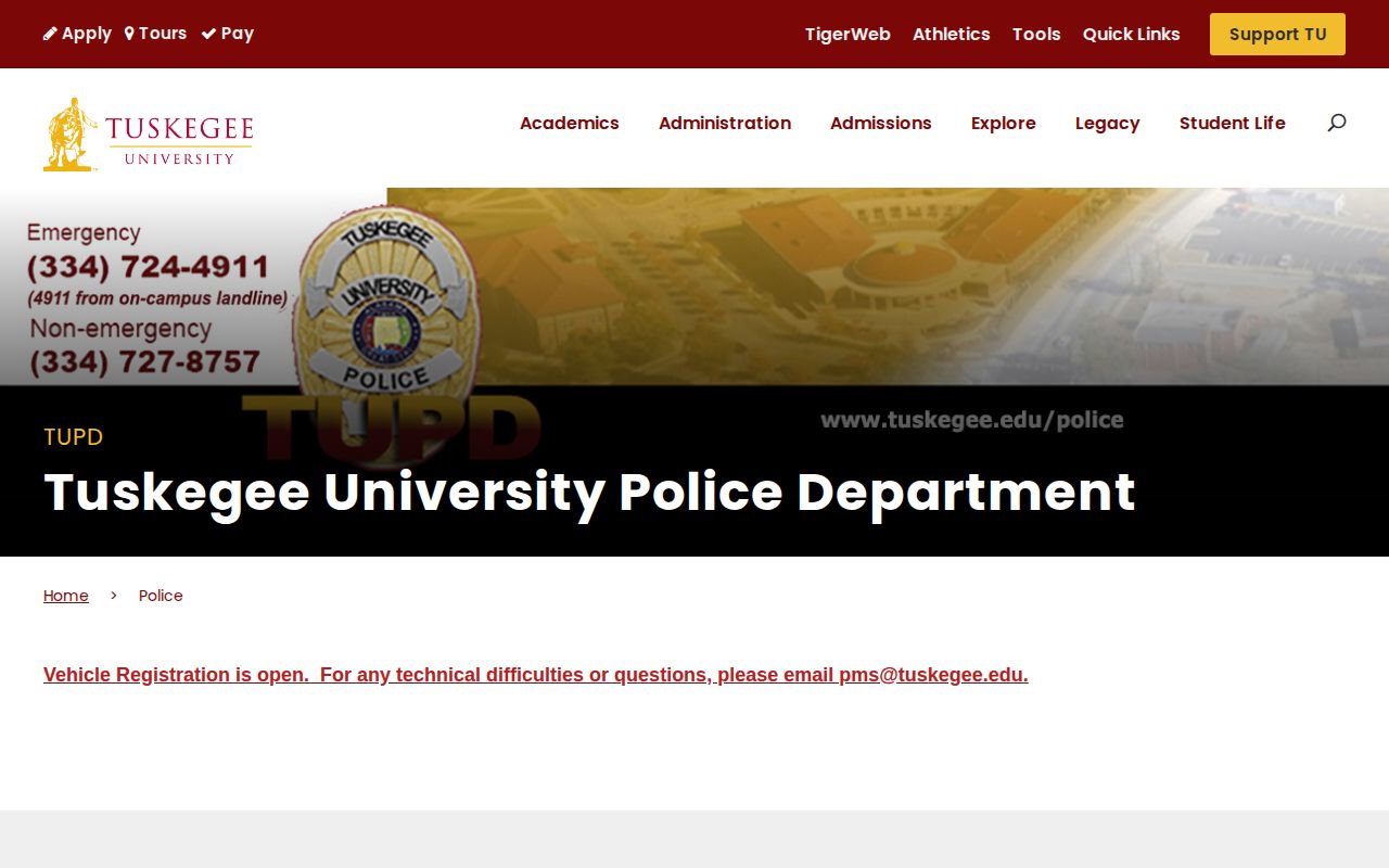 Tuskegee University Police source for Tuskegee arrest records