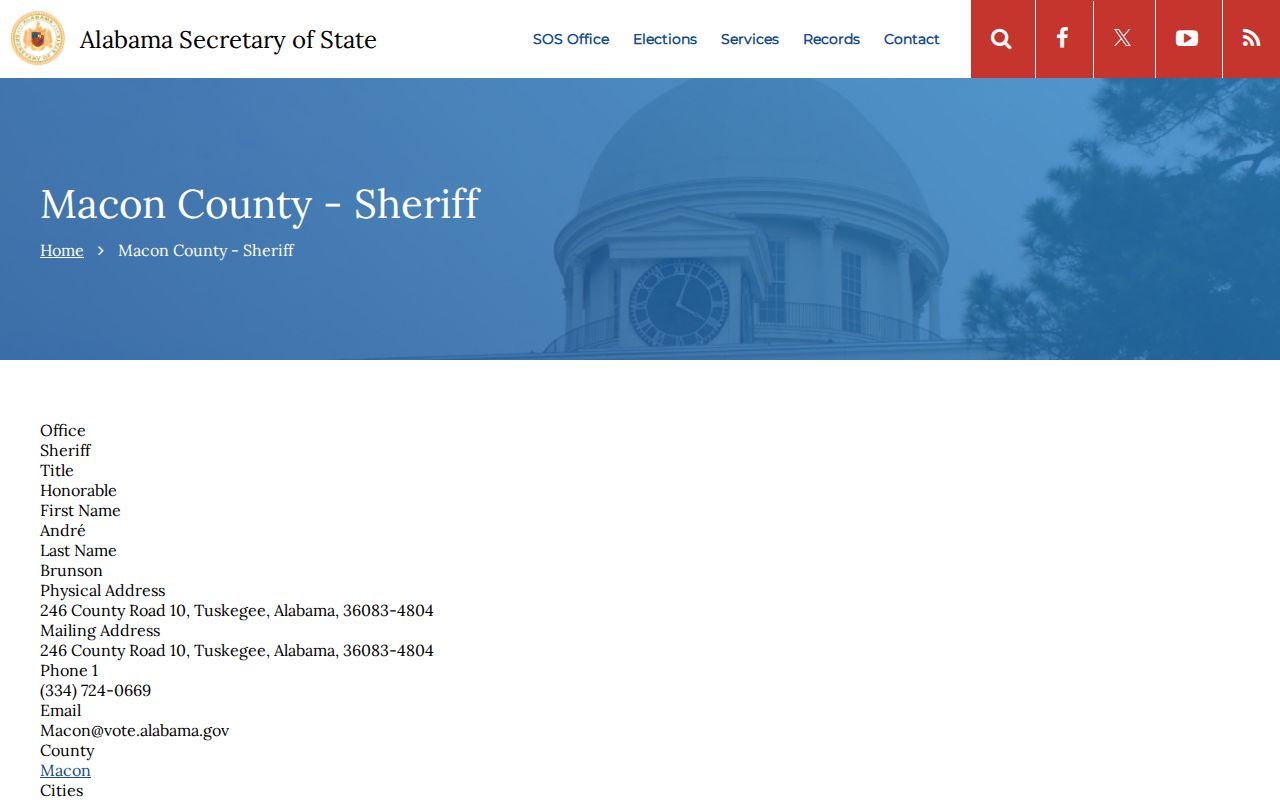 Macon County sheriff directory for booking record requests